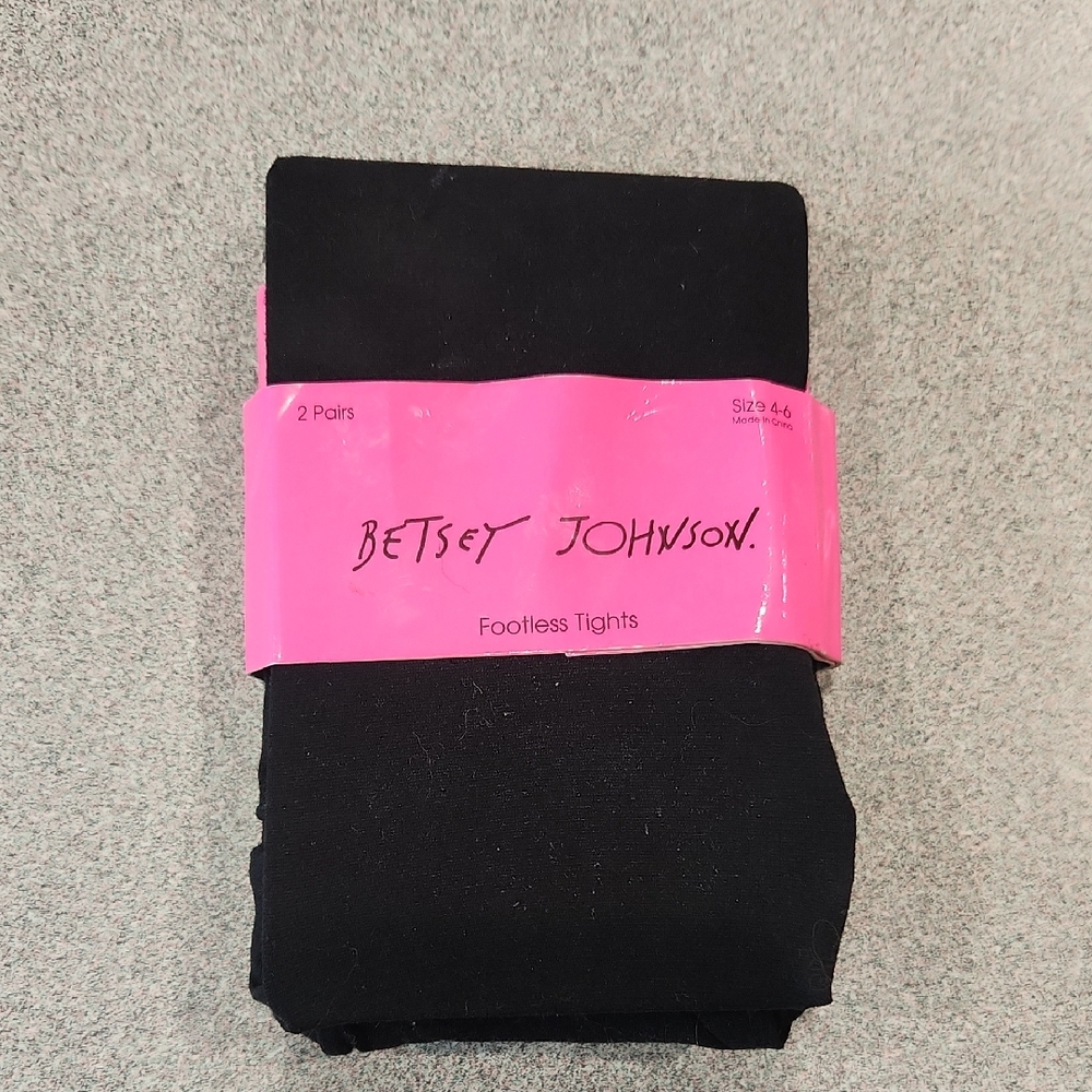 Betsey Johnson Black Footless Tights 2-Pack